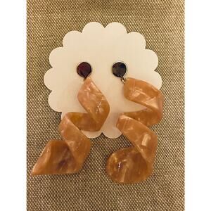 Pale Pink Acrylic Corkscrew Post Back Earrings